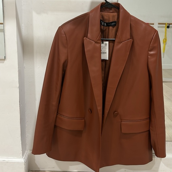 Zara new with tags brown double breasted jacket size Small - Picture 3 of 5